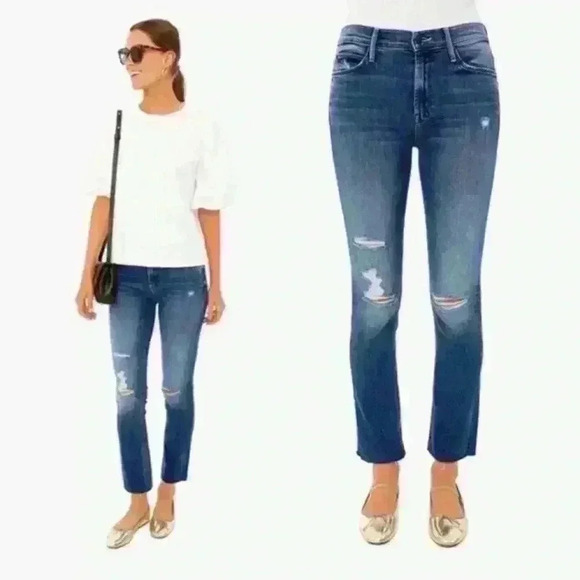 Mother Mid Rise Dazzler Ankle Fray in Weekend Warrior Straight Leg Jeans Size 27 - Picture 12 of 12